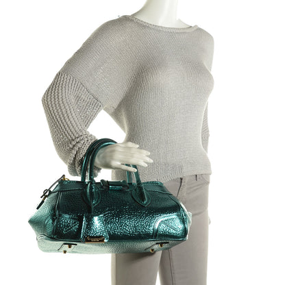 Burberry Metallic Calfskin Blaze Satchel Petrol Blue 2 of 11