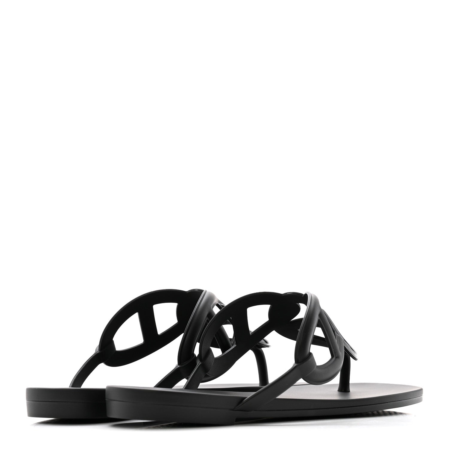Hermes Rubber Womens Egerie Sandals 36 Black 5 of 12