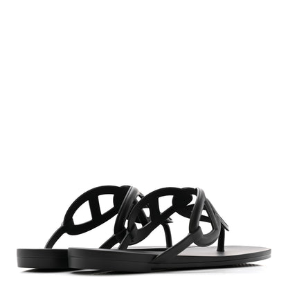 Hermes Rubber Womens Egerie Sandals 36 Black 5 of 12