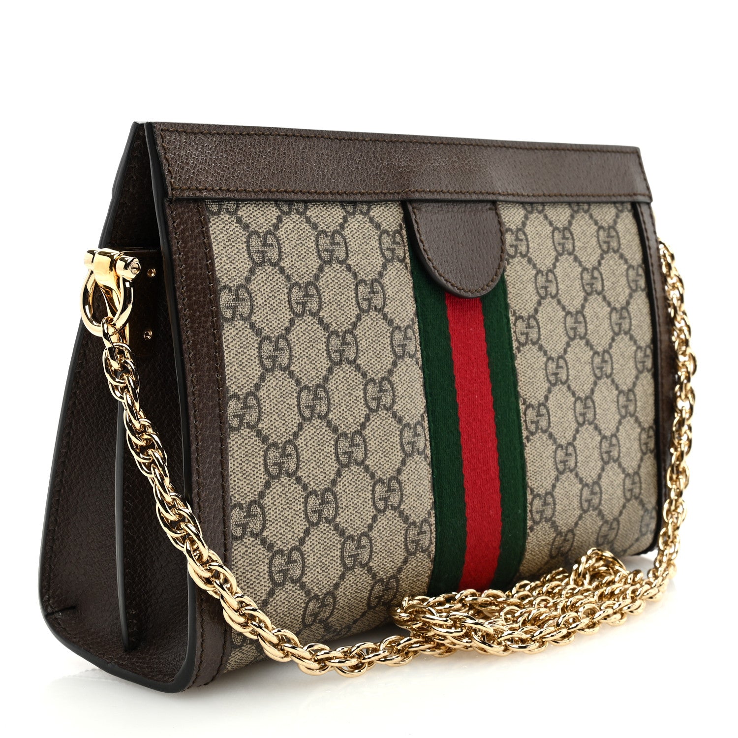 Gucci GG Supreme Monogram Web Small Ophidia Chain Shoulder Bag Brown 3 of 9