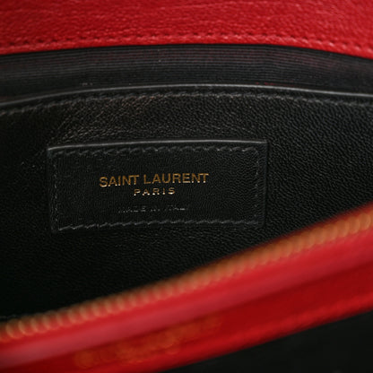 Saint Laurent Sheepskin Matelasse Chevron Monogram Medium College Bag Rouge 6 of 11