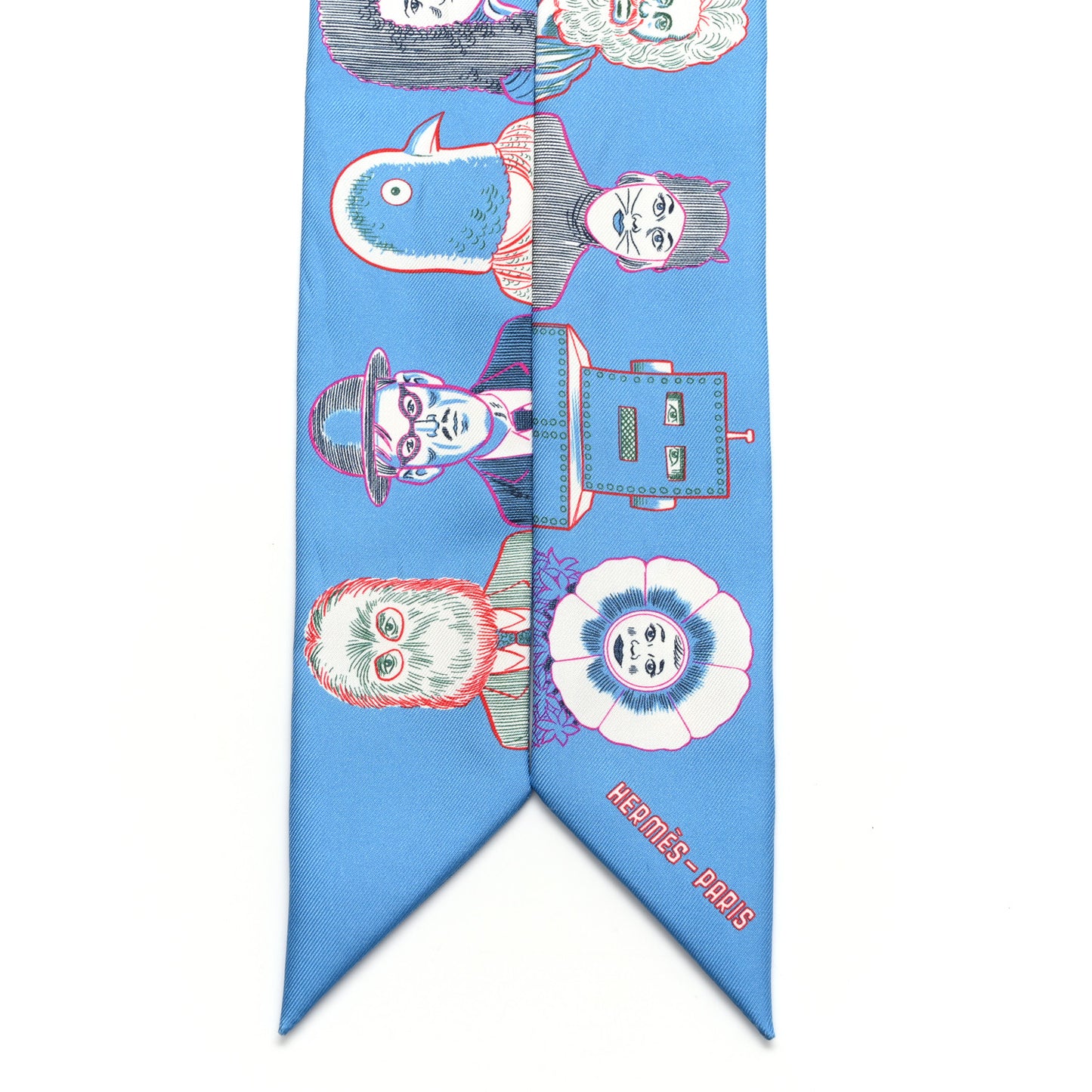 Silk Dress Code Twilly Bleu Azur White Rose