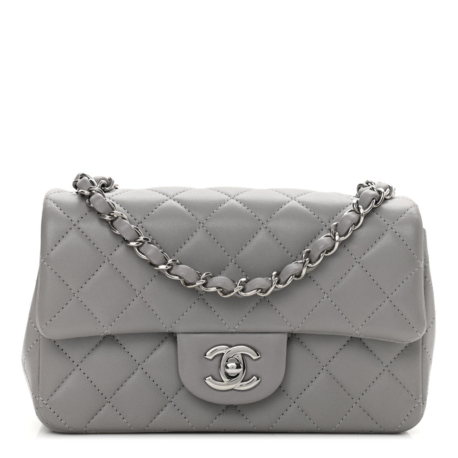 Chanel Lambskin Quilted Mini Rectangular Flap Grey 1 of 10