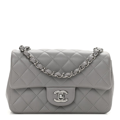 Chanel Lambskin Quilted Mini Rectangular Flap Grey 1 of 10
