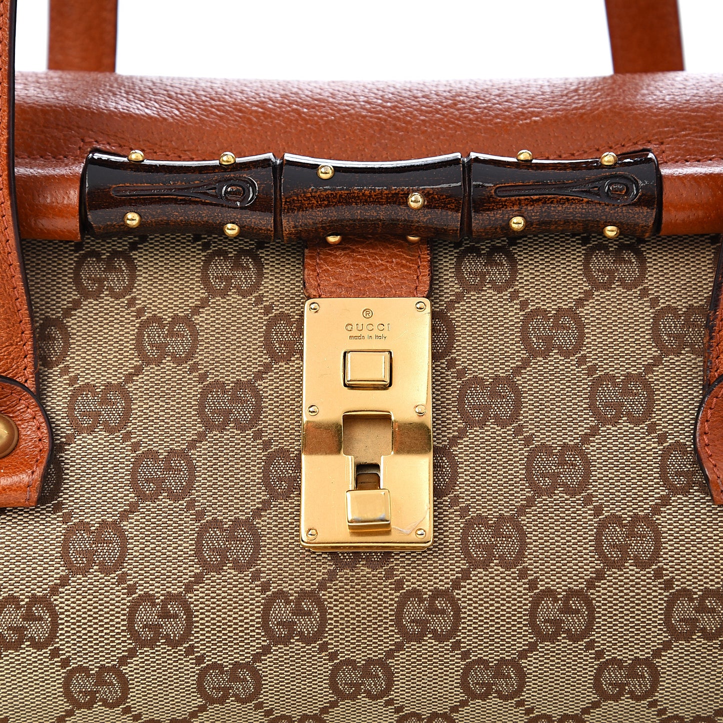 Monogram Bamboo Bullet Satchel Brown