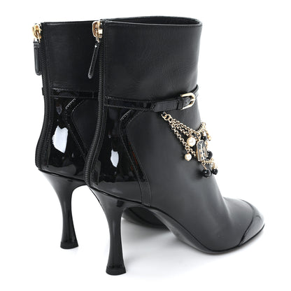 Chanel Lambskin Patent Calfskin Ankle Boots 36 Black 5 of 9