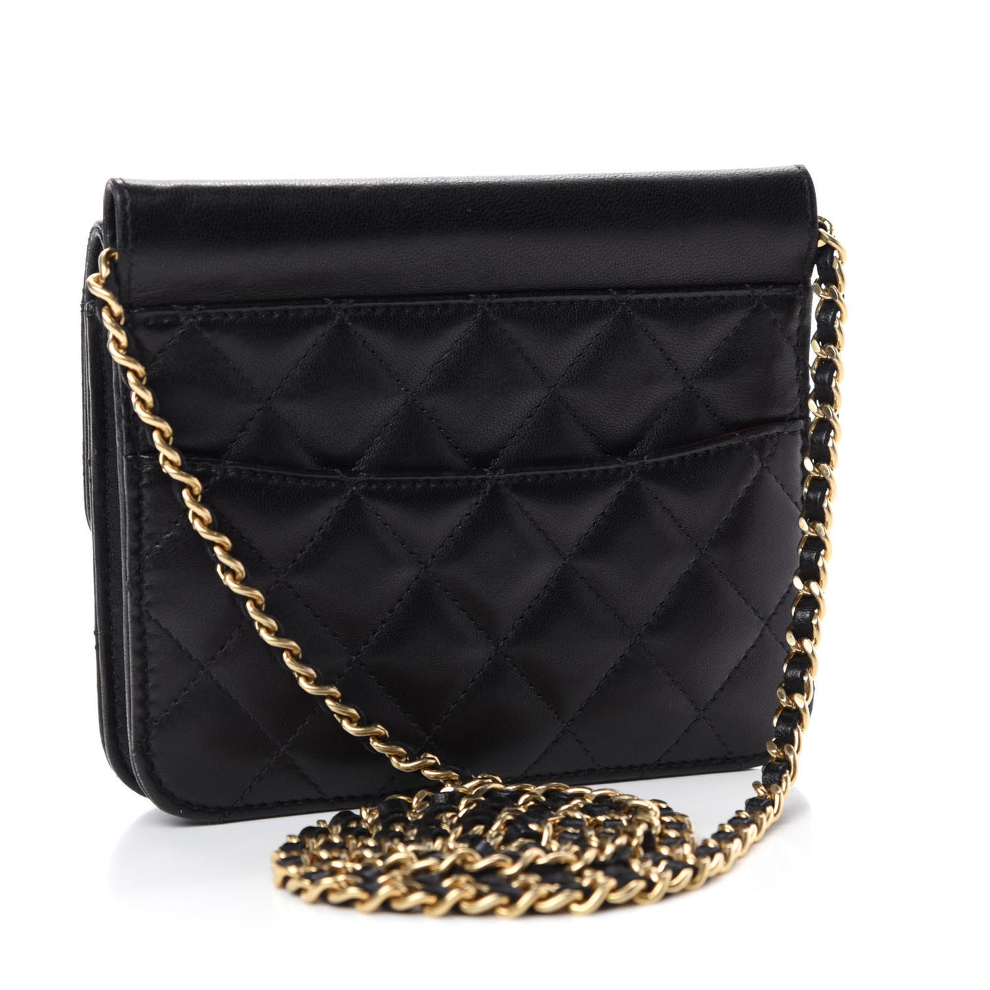 Lambskin Quilted Crossing Times Mini Flap Black