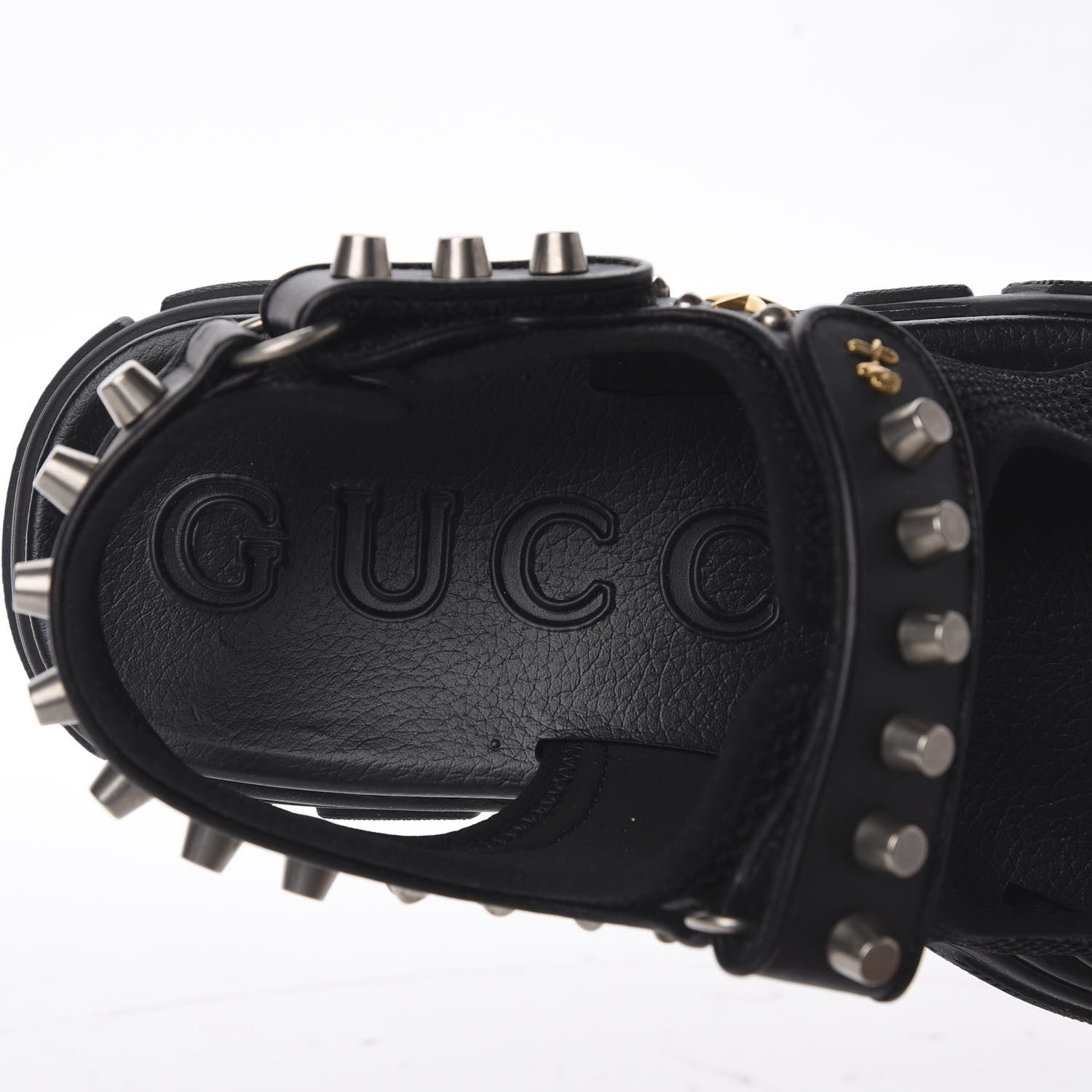 Gucci Nappa Mesh Studded Mens Aguru Sandals 11 Black 8 of 11