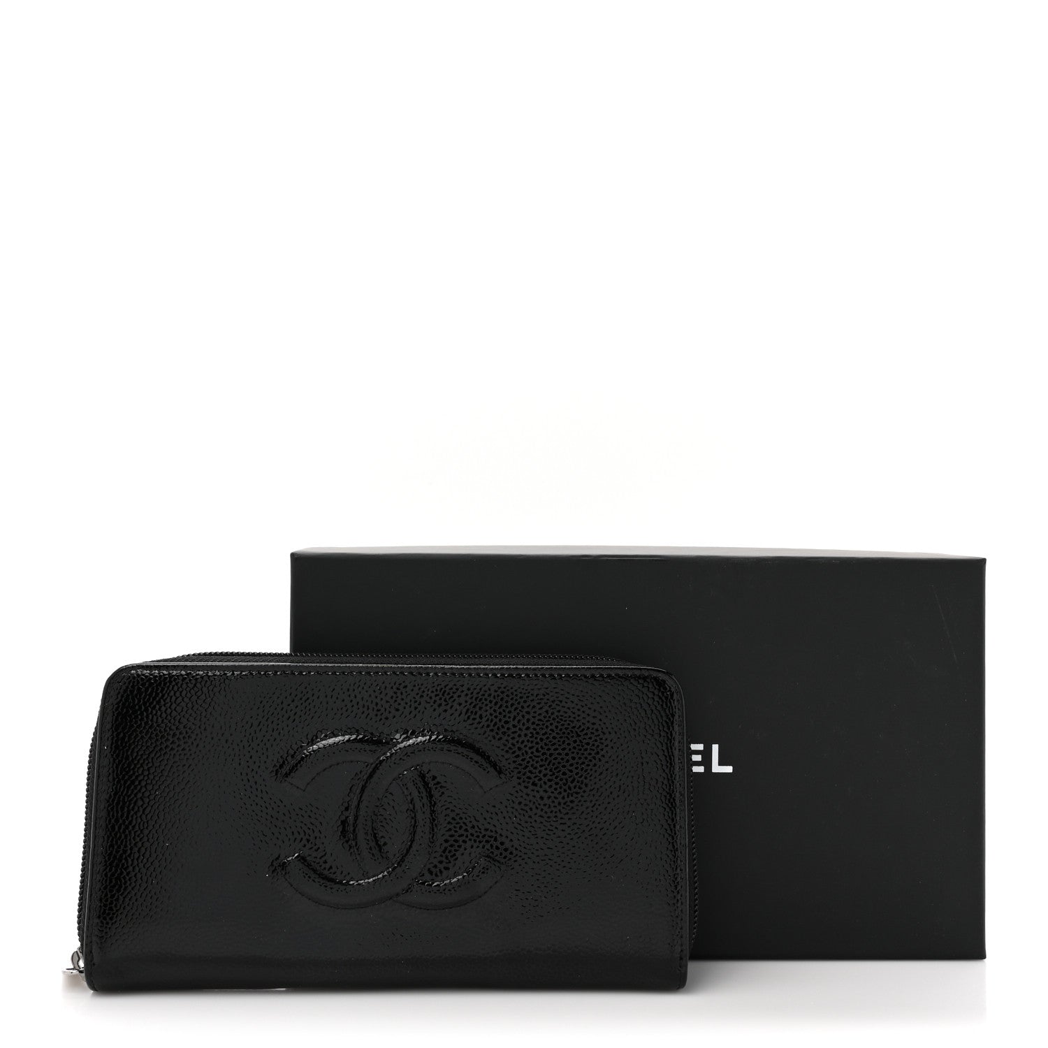 Chanel Patent Caviar Timeless CC Large Gusset Zip Around Wallet Black 9 of 9