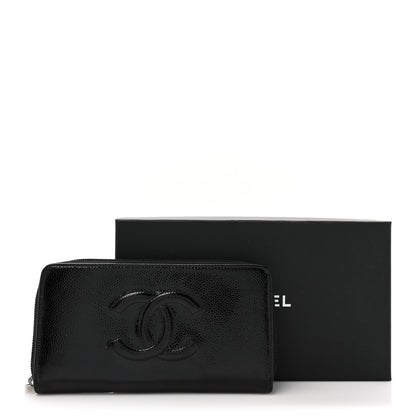 Chanel Patent Caviar Timeless CC Large Gusset Zip Around Wallet Black 9 of 9