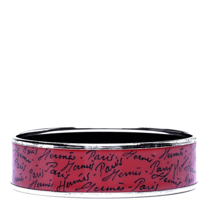 Hermes Enamel Printed Handwriting Wide Bracelet 62 2 of 5
