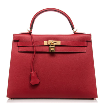 Hermes Epsom Kelly Sellier 32 Rouge Casaque 1 of 28