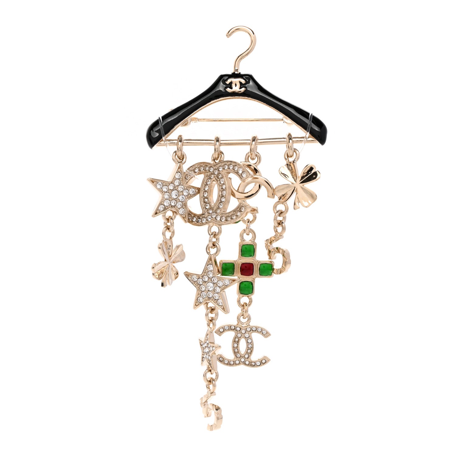 Chanel Crystal Gripoix CC Charms Hanger Brooch Gold 1 of 5