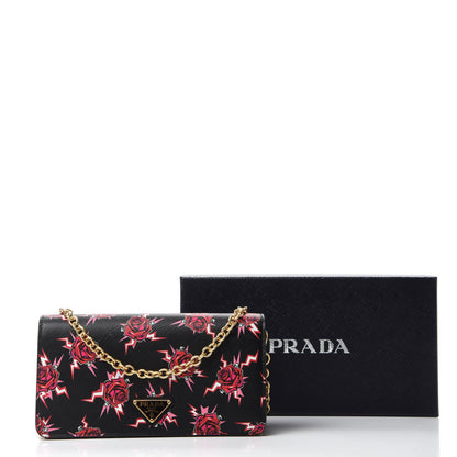 Prada X UNIVERSAL STUDIOS Saffiano Frankenstein Rose Chain Wallet Lacca 11 of 11
