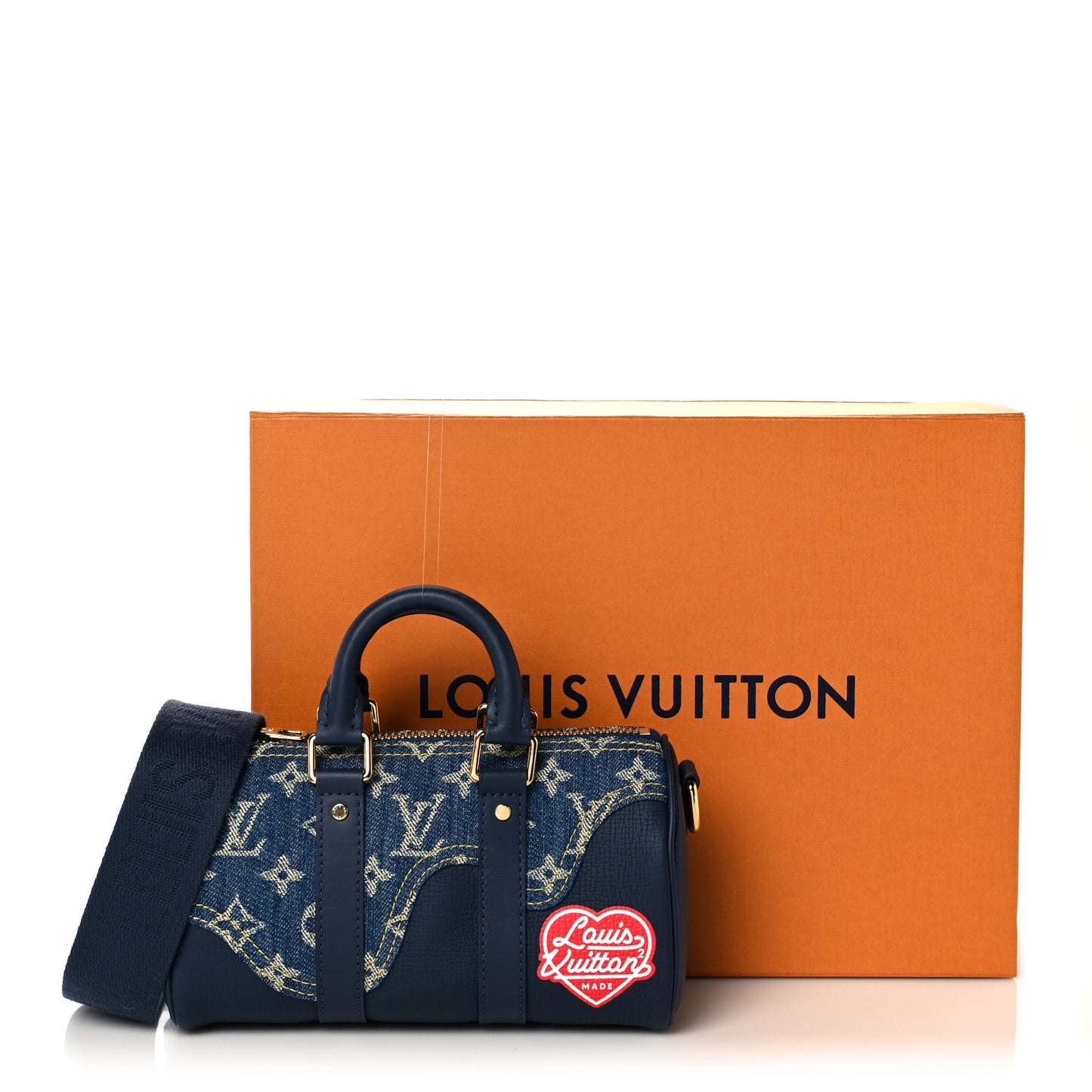 Taurillon Monogram Denim Drip Keepall XS Blue
