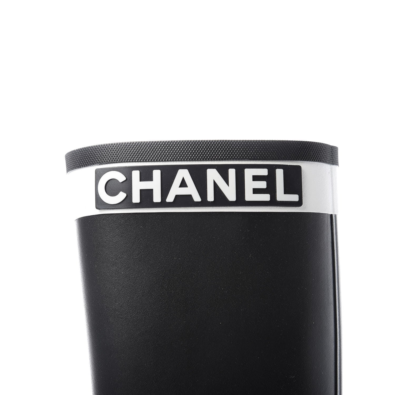 Chanel Rubber Logo Rain Boots 36 Black White 8 of 13