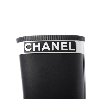 Chanel Rubber Logo Rain Boots 36 Black White 8 of 13