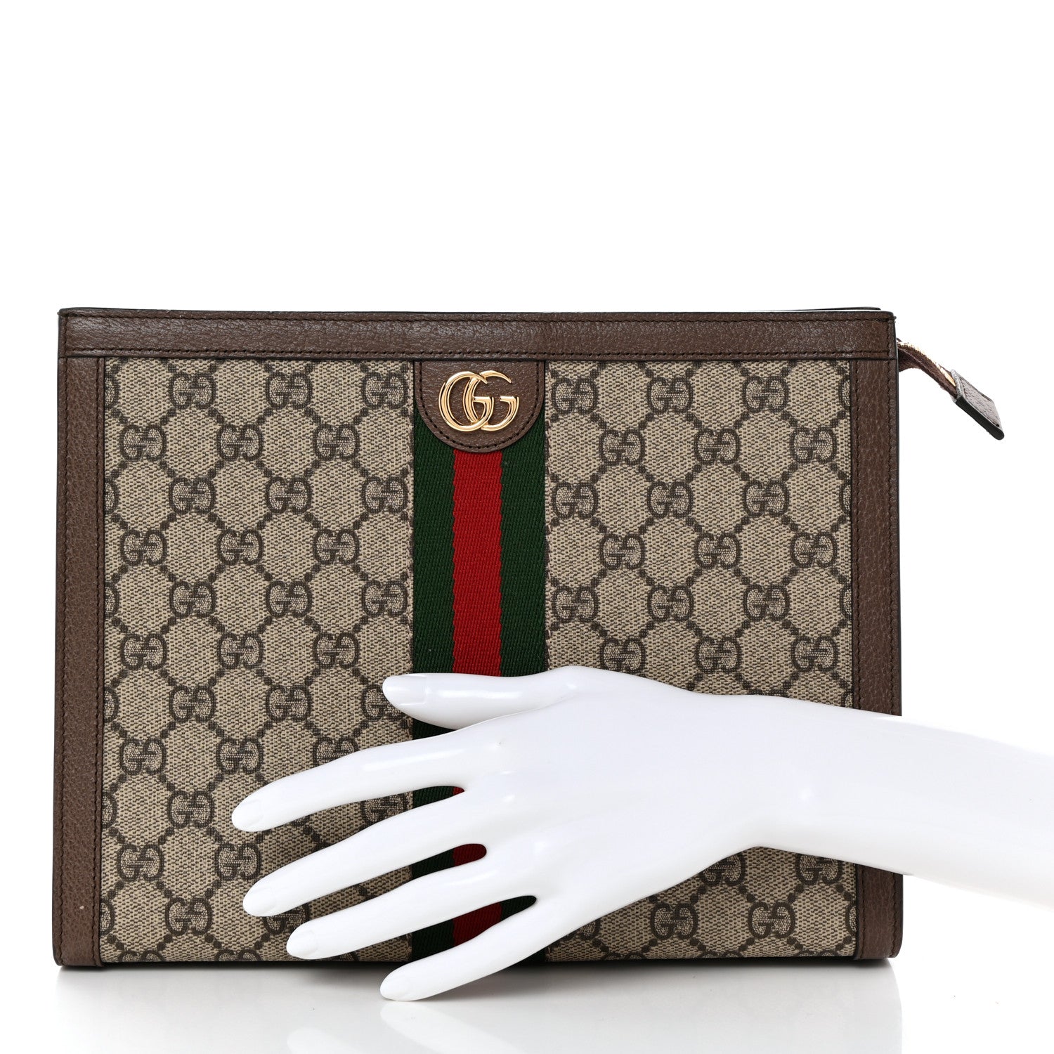 Gucci GG Supreme Monogram Web Ophidia Pouch Brown 2 of 10