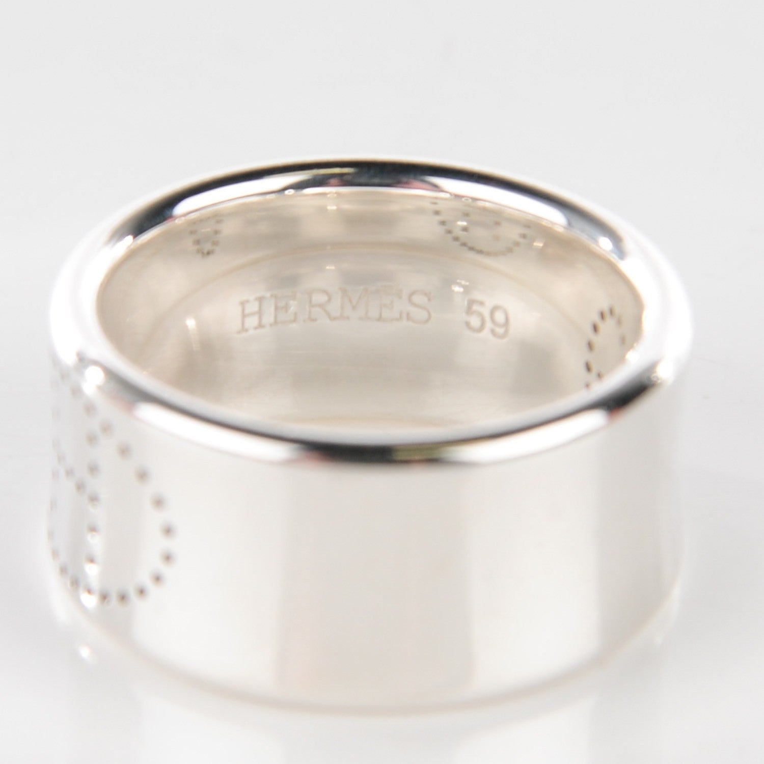 Hermes Sterling Silver GM Eclipse Ruban Ring 59 8.75 4 of 6