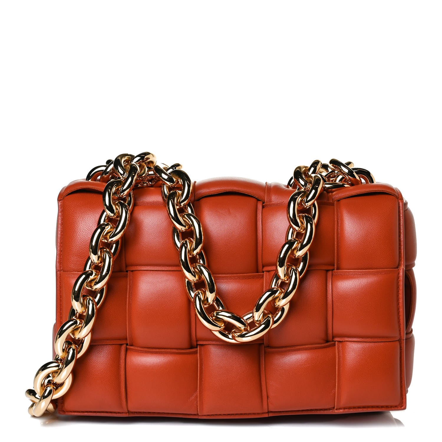 Bottega Veneta Lambskin Maxi Intreccio Padded Chain Cassette Crossbody Bag Maple 1 of 17