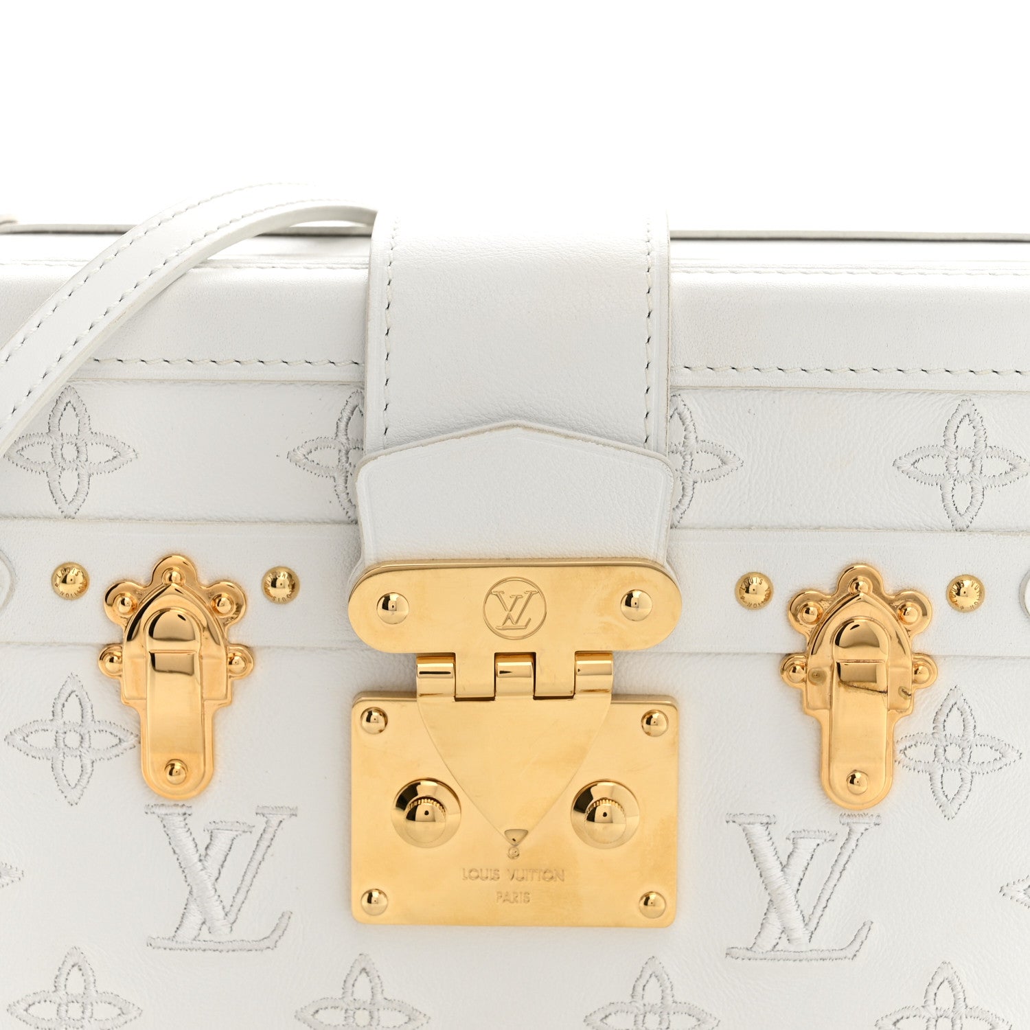Louis Vuitton Calfskin Monogram Embroidered Petite Malle White 7 of 11