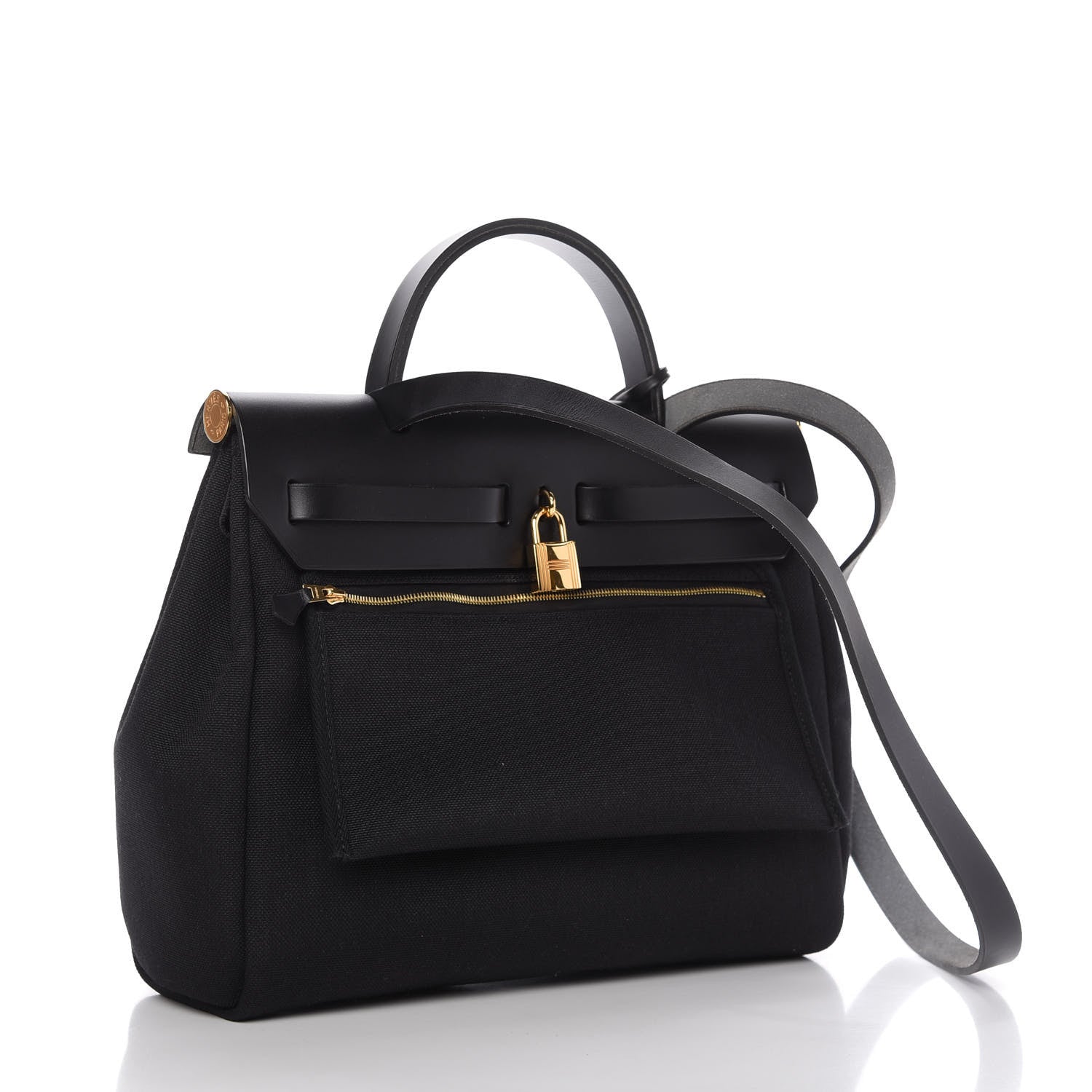 Hermes Military Toile Vache Hunter Herbag Zip PM 31 Black 3 of 11