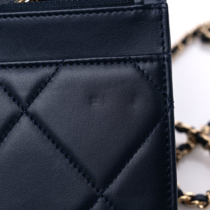 Chanel Lambskin Quilted Trendy CC Wallet On Chain WOC Navy 13 of 14