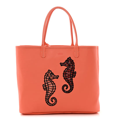 Goyard Goyardine Embroidered Seahorse Reversible Anjou PM Coral 3 of 19
