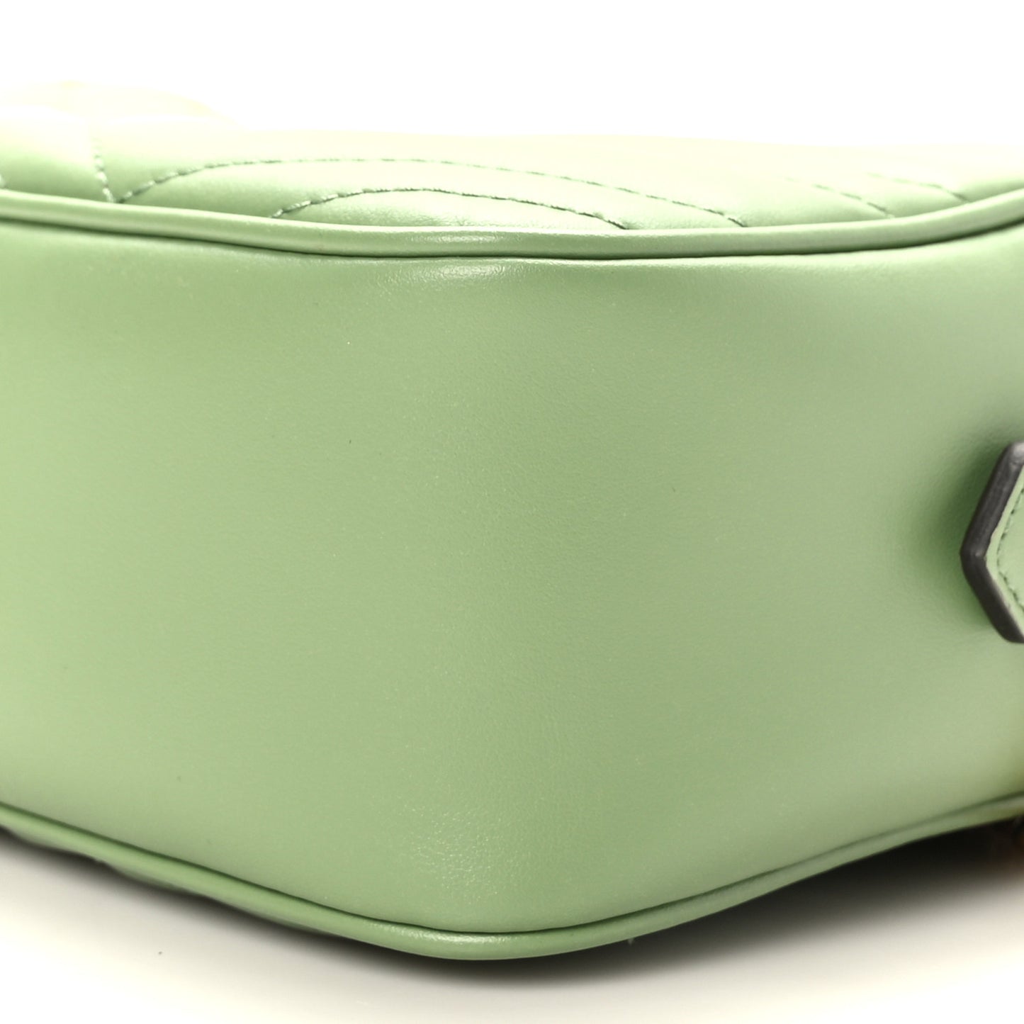Calfskin Matelasse Chevron Small GG Marmont Chain Shoulder Bag Salamander Green