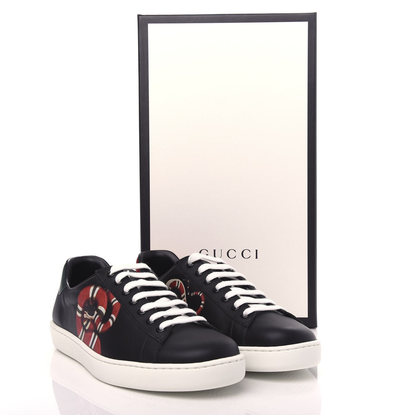 Calfskin Kingsnake Mens Ace Sneakers 8 Black Multicolor
