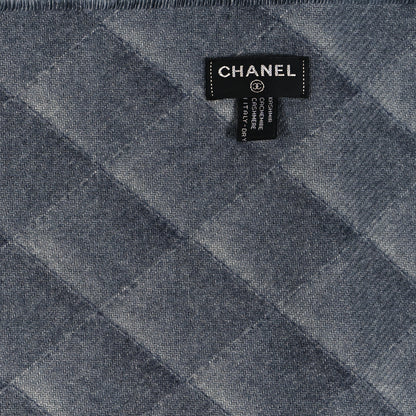 Chanel Cashmere Quilted Print CC Scarf Grey Multicolor 3 of 4