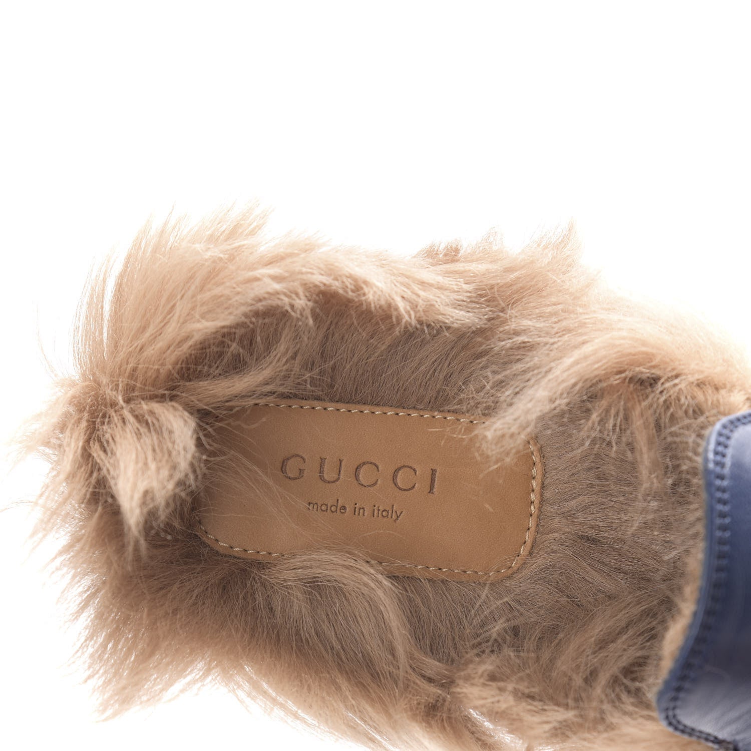 Gucci Malaga Kid Fur Womens Princetown Slippers 36.5 Blue Agata 7 of 9
