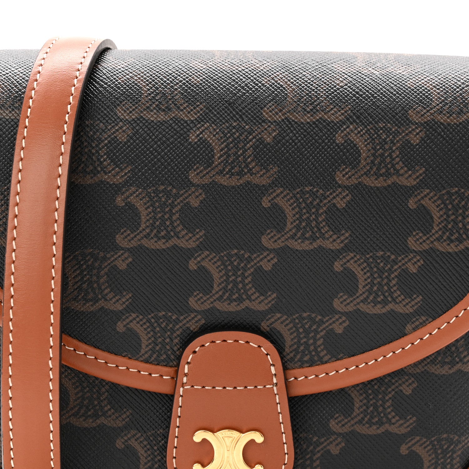 Celine Canvas Calfskin Triomphe Mini Besace Tan 8 of 10
