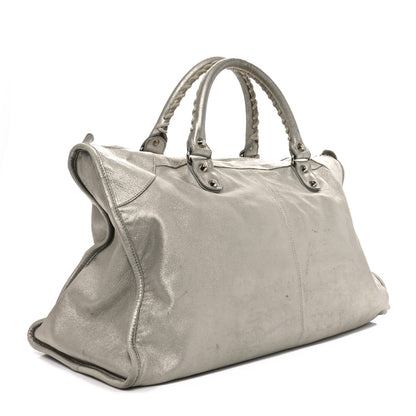 Balenciaga Metallic Agneau Classic Palladium Hardware Work Argent 2 of 10