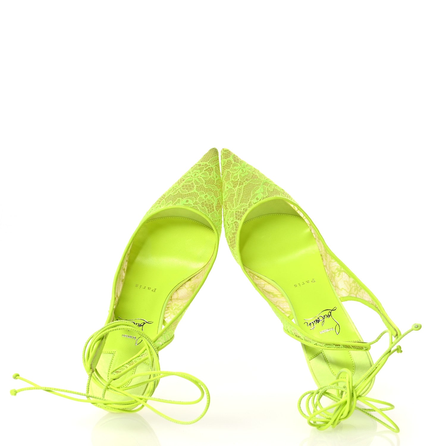 Christian Louboutin Kate Lace 85 Pumps 38.5 Neon Yellow 2 of 8