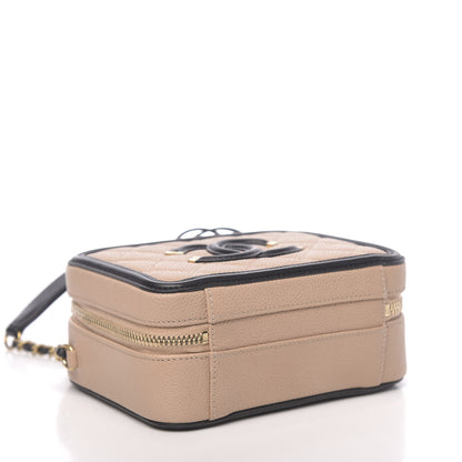 Chanel Caviar Quilted Small CC Filigree Vanity Case Beige Black 4 of 11