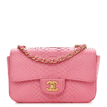 Chanel Snakeskin Mini Rectangular Flap Pink 1 of 14