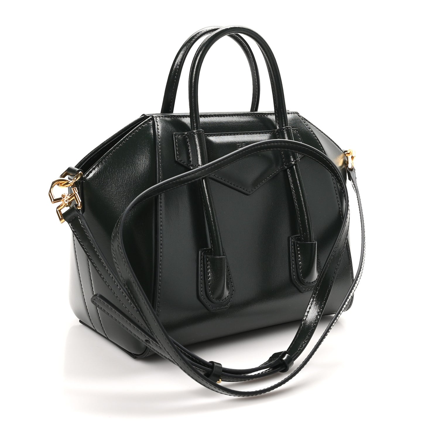 Box Calfskin Mini Lock Antigona Shoulder Bag Green Forest