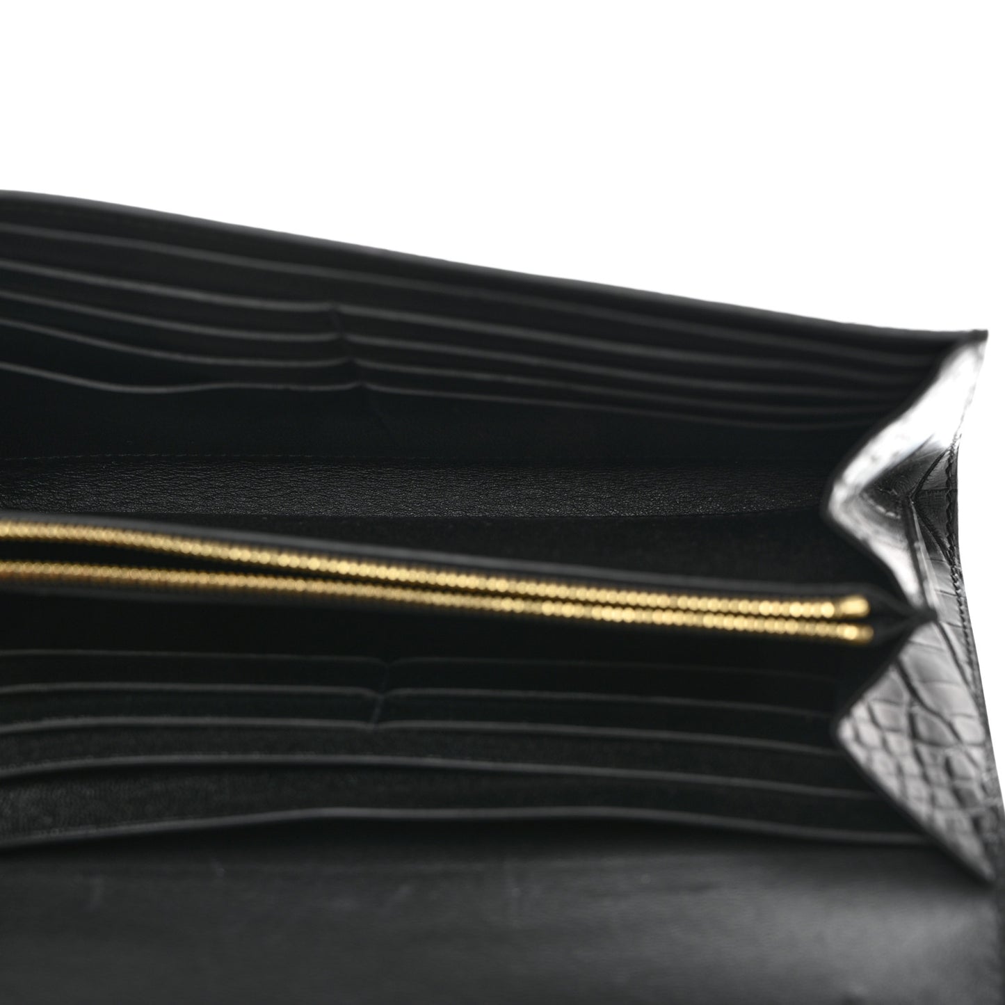 Matte Alligator Constance Long Wallet Black