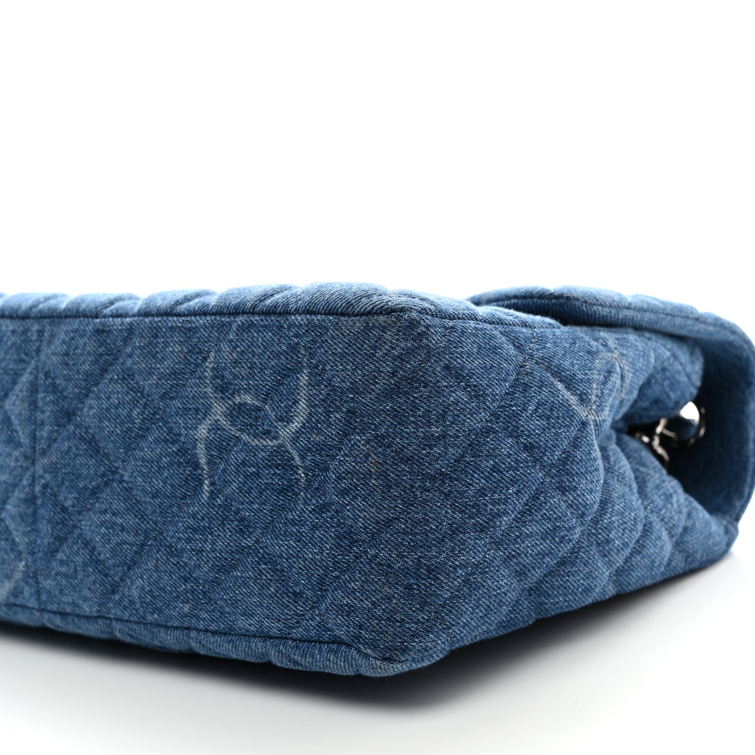 Chanel Denim Quilted CC Print Jumbo Single Flap Blue 10 of 10