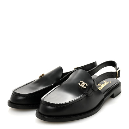Chanel Calfskin Crystal Slingback Loafers 39 Black 4 of 9