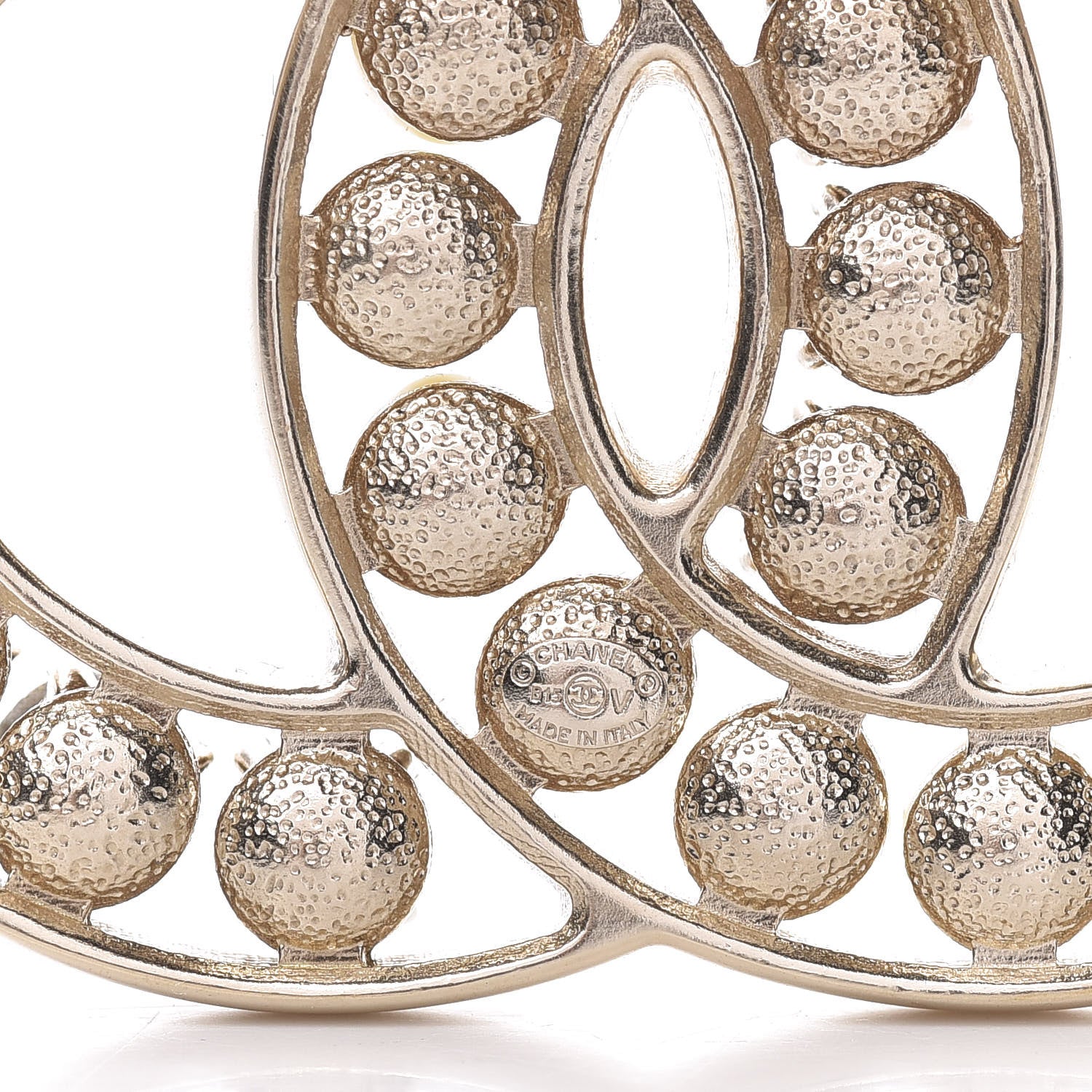Chanel Pearl Crystal CC Brooch Gold Pearly White 3 of 4