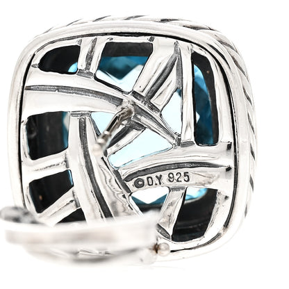 David Yurman Sterling Silver Diamond Blue Topaz 14mm Albion Earrings 4 of 4