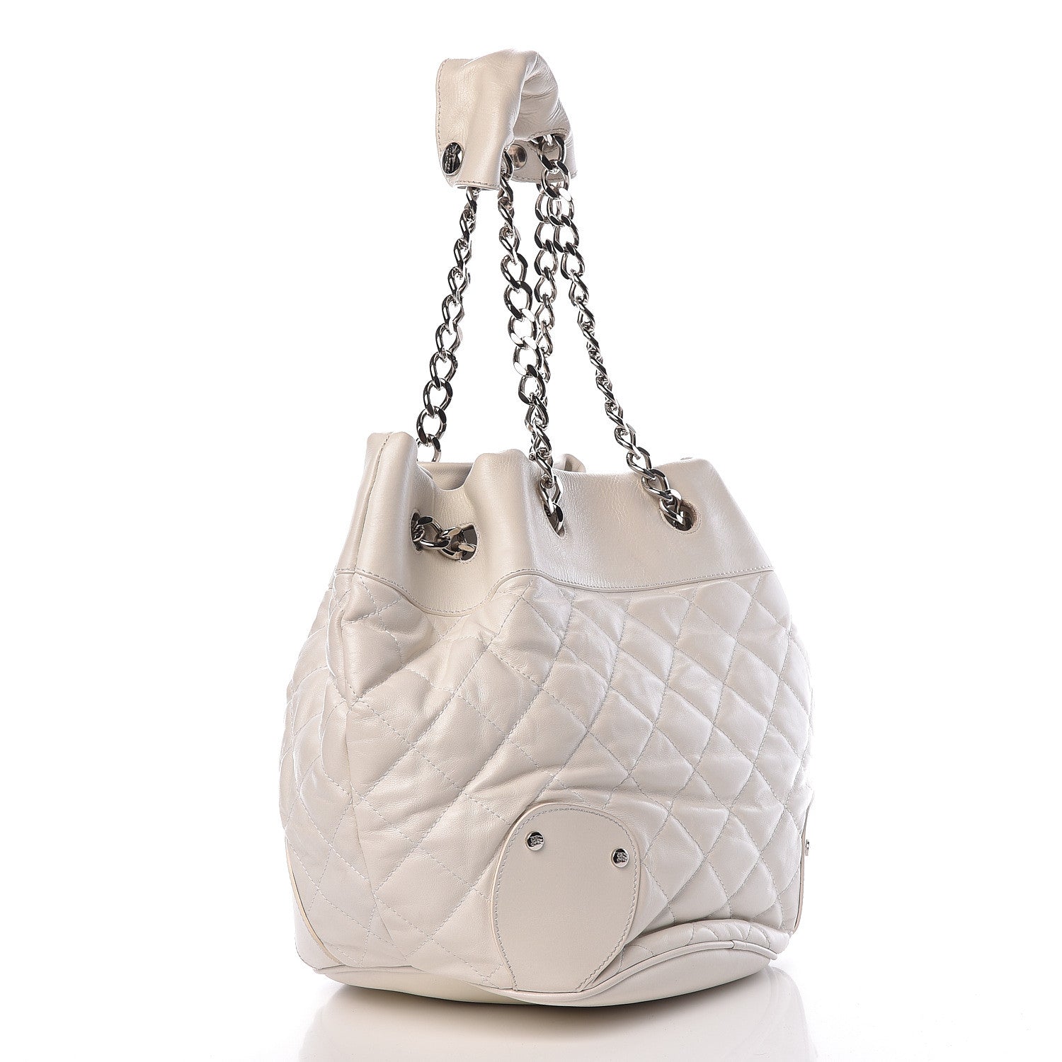 Burberry Calfskin Quilted Bucket Shoulder Bag White 3 of 20
