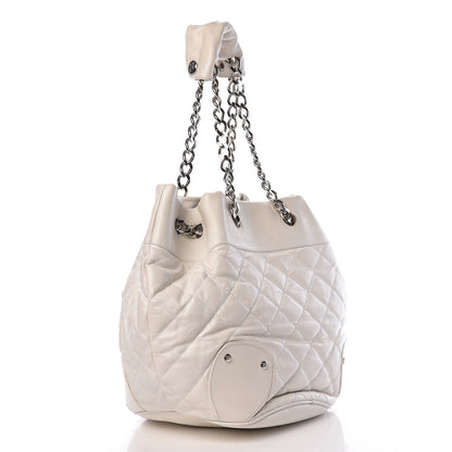 Burberry Calfskin Quilted Bucket Shoulder Bag White 3 of 20