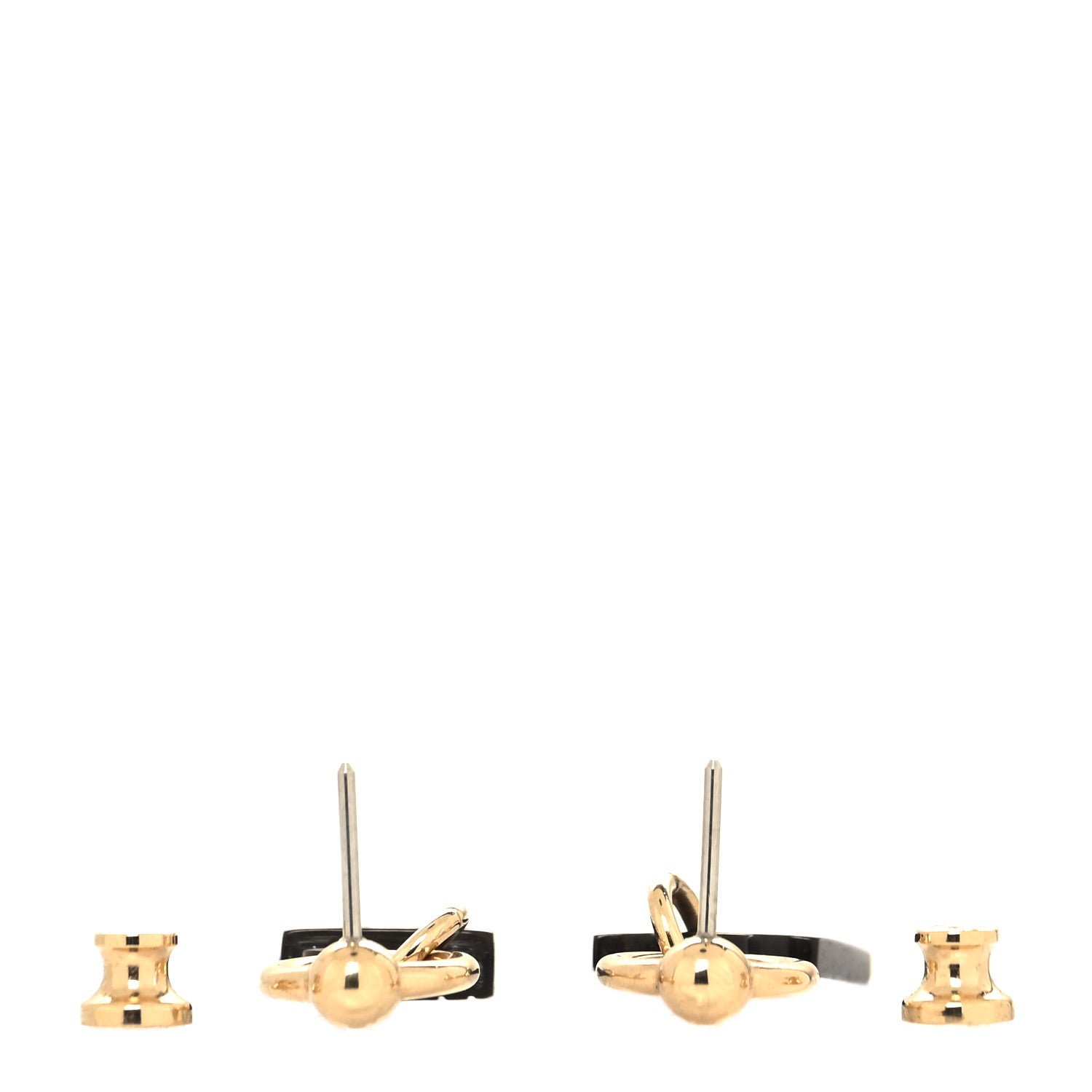 Hermes Permabrass Gold Plated Buffalo Horn Fusion Amulette Maroquinier Earrings Black 3 of 5