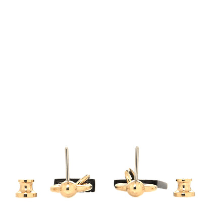 Hermes Permabrass Gold Plated Buffalo Horn Fusion Amulette Maroquinier Earrings Black 3 of 5