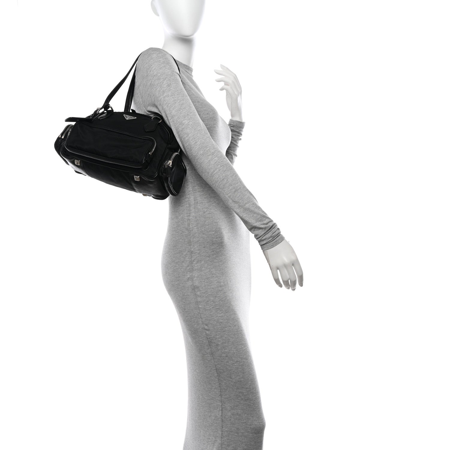 Prada Tessuto Nylon Shoulder Bag Black 2 of 12