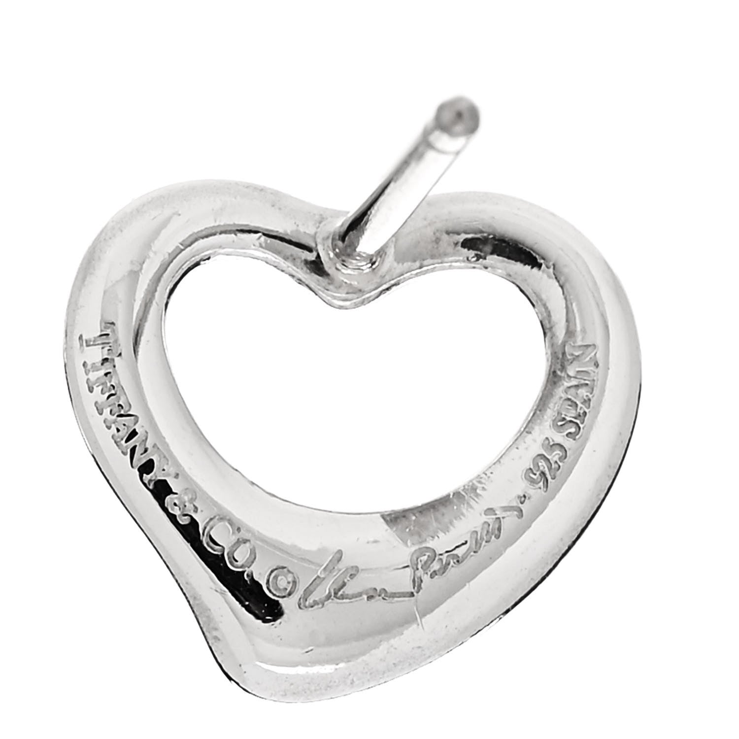 Tiffany Sterling Silver 11mm Elsa Peretti Open Heart Earrings 4 of 5