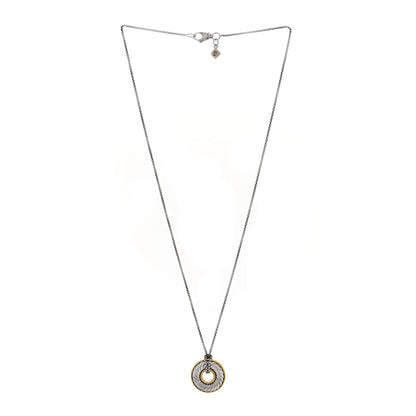 David Yurman Sterling Silver 18K Yellow Gold 30mm Thoroughbred Pendant Necklace 3 of 4